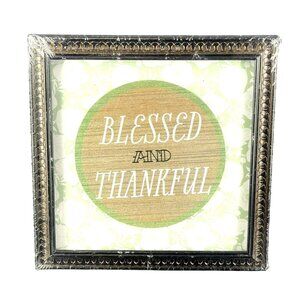 Blessed & Thankful Framed Wall Art With Decorative Pattern